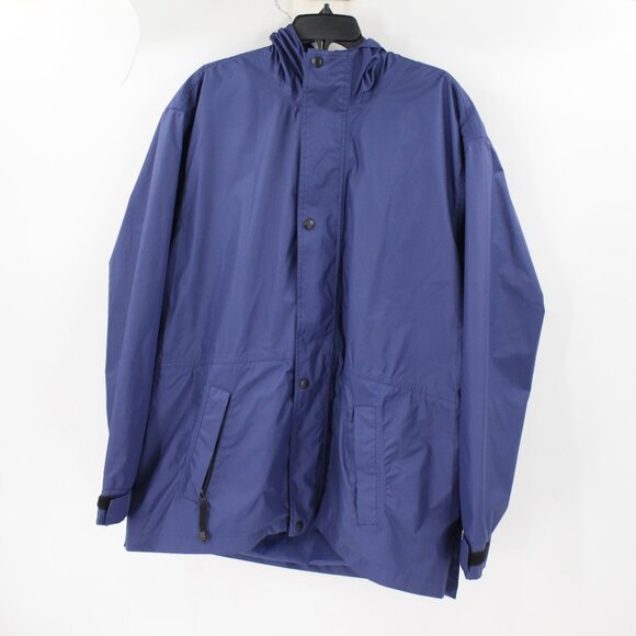 Outback Trading Company Jacket Men's Large Packable Parka Hooded Zip Pocket blue - Picture 1 of 15